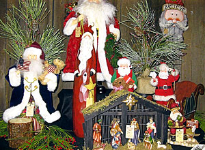 Santas, nativities, angels, stockings and more at the Christmas store and gift shop at MacQueen Apple Orchard, Cider Mill, Farm Market, and Pick Your Own Apples, Holland, Ohio, west of Toledo