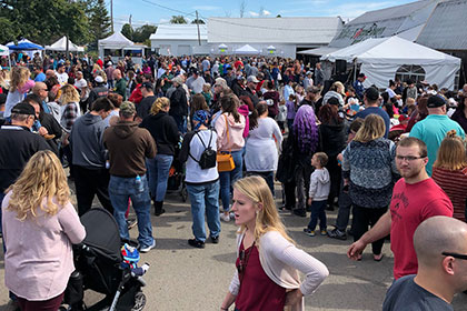 Huge selection of foods and crafts at the Apple Butter Fall Harvest Festival at MacQueen Apple Orchard, Cider Mill, Farm Market, and Pick Your Own Apples, Holland, Ohio, west of Toledo