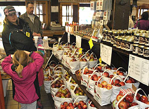 Fresh picked, locally grown apples and vegetables at Locally grown fruits and vegetables at the MacQueen Apple Orchard, Cider Mill, Farm Market, and Pick Your Own Apples, Holland, Ohio, west of Toledo