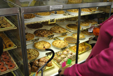 Delicious, fresh baked whole pies  at the Bakery & Sweet Shop at MacQueen Apple Orchard, Cider Mill, Farm Market, and Pick Your Own Apples, Holland, Ohio, west of Toledo
